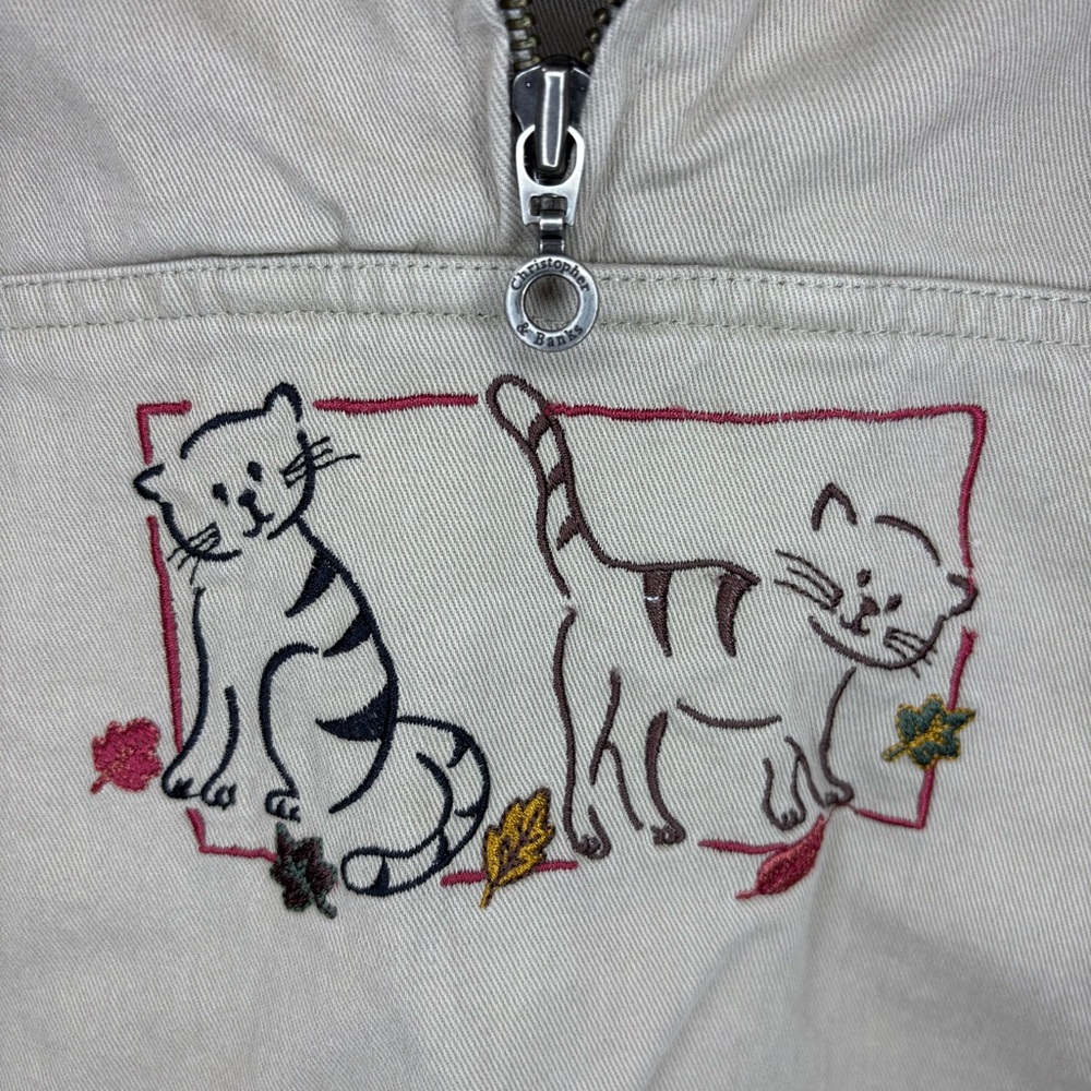 Christopher & Banks Vintage Top with Cat Embroidery Women’s Size Medium